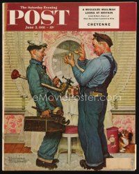 6m172 SATURDAY EVENING POST magazine June 2, 1951 great plumber art by Norman Rockwell!