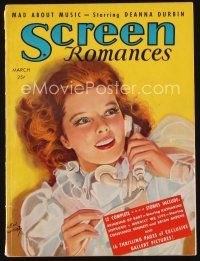 6m147 SCREEN ROMANCES magazine March 1938 art of Katharine Hepburn on phone by Earl Christy!