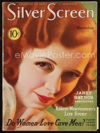 6m087 SILVER SCREEN magazine November 1931 art of pretty Janet Gaynor by John Rolston Clarke!
