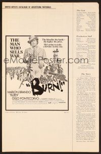6m364 BURN pressbook '70 Marlon Brando profiteers from war, directed by Gillo Pontecorvo!