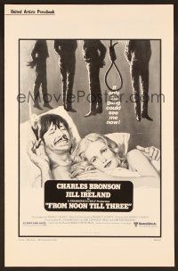 6m372 FROM NOON TILL THREE pressbook '76 4 great images of wanted Charles Bronson!