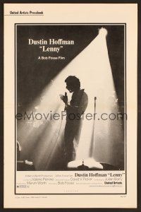 6m397 LENNY pressbook '74 silhouette image of Dustin Hoffman as comedian Lenny Bruce at microphone!