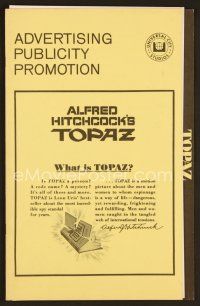6m462 TOPAZ pressbook '69 Alfred Hitchcock, John Forsythe, most explosive spy scandal of century!