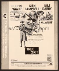 6m463 TRUE GRIT pressbook '69 John Wayne as Rooster Cogburn, Kim Darby, Glen Campbell