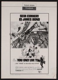 6m476 YOU ONLY LIVE TWICE pressbook '67 art of Sean Connery as James Bond by Robert McGinnis!