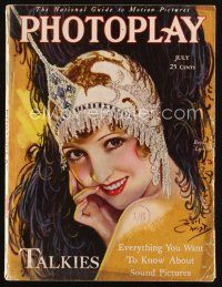 6m132 PHOTOPLAY magazine July 1929 cool art of Bessie Love in elaborate headdress by Earl Christy!
