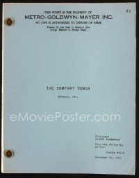 6m308 COMPANY WOMEN script November 20, 1963, unproduced screenplay by George Wells!