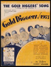 6m276 GOLD DIGGERS OF 1933 sheet music '33 great image of sexy showgirls, We're in the Money!
