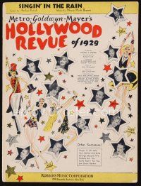 6m277 HOLLYWOOD REVUE sheet music '29 top stars pictured, the original Singin' in the Rain!