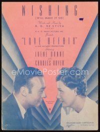 6m281 LOVE AFFAIR sheet music '39 romantic image of Irene Dunne & Charles Boyer, Wishing!