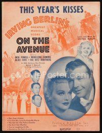 6m285 ON THE AVENUE sheet music '37 Faye & Powell, Ritz Bros, Irving Berlin, This Year's Kisses