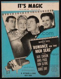 6m287 ROMANCE ON THE HIGH SEAS sheet music '48 1st Doris Day, Jack Carson, Don DeFore, It's Magic!