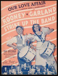 6m295 STRIKE UP THE BAND sheet music '40 Mickey Rooney & Judy Garland with drums, Our Love Affair!