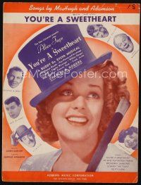 6m302 YOU'RE A SWEETHEART sheet music '37 super close up of pretty Alice Faye, the title song!