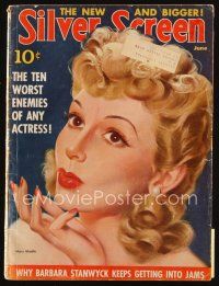 6m099 SILVER SCREEN magazine Jun 1941 art of Mary Martin by Marland Stone, Worst 10 Actress Enemies