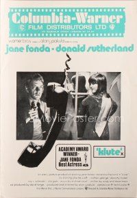 6m393 KLUTE English pressbook '71 Sutherland helps intended murder victim & call girl Jane Fonda!