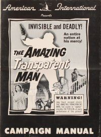 6m352 AMAZING TRANSPARENT MAN pressbook '59 Edgar Ulmer, cool fx art of invisible & deadly convict!