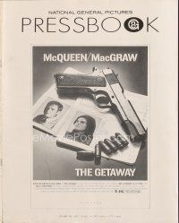 6m373 GETAWAY pressbook '72 Steve McQueen, Ali McGraw, Sam Peckinpah, includes cool poster!