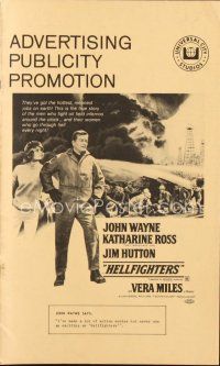 6m382 HELLFIGHTERS pressbook '69 John Wayne as fireman Red Adair, Katharine Ross, blazing inferno!
