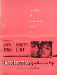 6m387 INDISCRETION OF AN AMERICAN WIFE pressbook '54 DeSica, Montgomery Clift, Jennifer Jones