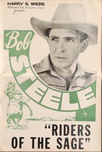 6m426 RIDERS OF THE SAGE pressbook '39 great images of tough cowboy Bob Steele!