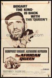 6p021 AFRICAN QUEEN 1sh R68 cool images of Humphrey Bogart & Katharine Hepburn!