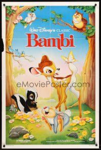 6p068 BAMBI 1sh R88 Walt Disney cartoon deer classic, great art with Thumper & Flower!