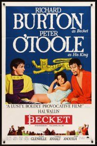 6p080 BECKET style B 1sh '64 Richard Burton in the title role, Peter O'Toole, John Gielgud