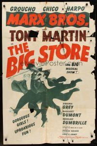 6p089 BIG STORE 1sh R50s Hirschfeld art of the three Marx Brothers, Groucho, Harpo & Chico!