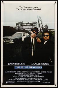 6p113 BLUES BROTHERS 1sh '80 John Belushi & Dan Aykroyd are on a mission from God!