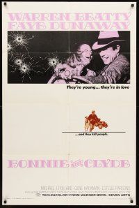 6p119 BONNIE & CLYDE 1sh '67 notorious crime duo Warren Beatty & Faye Dunaway!