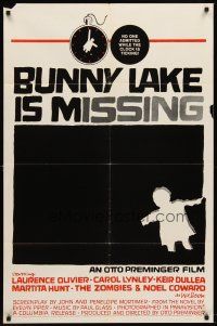 6p138 BUNNY LAKE IS MISSING 1sh '65 directed by Otto Preminger, really cool Saul Bass artwork!