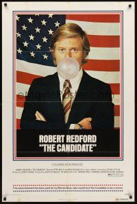 6p144 CANDIDATE 1sh '72 great image of candidate Robert Redford blowing a bubble!