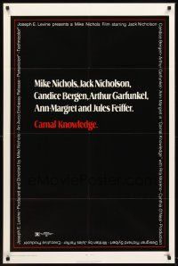 6p146 CARNAL KNOWLEDGE 1sh '71 Jack Nicholson, Candice Bergen, Art Garfunkel, Ann-Margret!