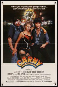 6p147 CARNY 1sh '80 Jodie Foster, Robbie Robertson, Gary Busey in carnival clown make up!
