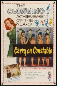 6p149 CARRY ON CONSTABLE 1sh '61 wacky art of naked English cops in the shower!
