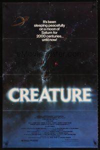 6p201 CREATURE 1sh '85 really cool artwork of monster in space by Todd Curtis!