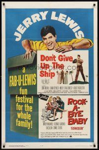 6p255 DON'T GIVE UP THE SHIP/ROCK-A-BYE BABY 1sh '63 wacky Jerry Lewis double-bill