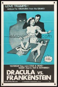 6p261 DRACULA VS. FRANKENSTEIN 1sh '70s love tramps seduced by creatures from the grave!