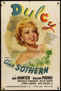 6p273 DULCY 1sh '40 Ian Hunter, Roland Young, best sexy artwork of Ann Sothern!