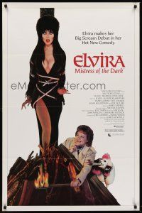 6p286 ELVIRA MISTRESS OF THE DARK 1sh '88 great image of sexy Cassandra Peterson tied to stake!