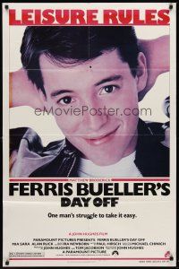 6p314 FERRIS BUELLER'S DAY OFF 1sh '86 c/u of Matthew Broderick in John Hughes teen classic!