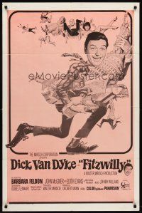 6p323 FITZWILLY int'l 1sh '68 great comic art of Dick Van Dyke & sexy Barbara Feldon!