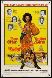 6p339 FRIDAY FOSTER 1sh '76 artwork of sexiest Pam Grier with gun and camera!