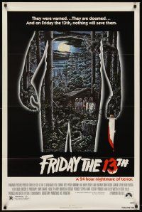 6p340 FRIDAY THE 13th 1sh '80 great Alex Ebel art, slasher horror classic, 24 hours of terror!