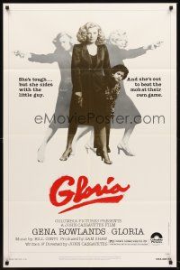 6p368 GLORIA 1sh '80 John Cassavetes, Gena Rowlands full-length with gun!