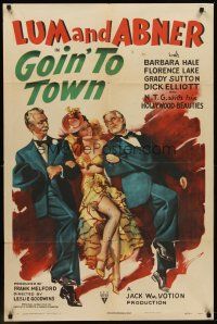 6p372 GOIN' TO TOWN style A 1sh '44 radio's Lum & Abner in a screwball comedy!