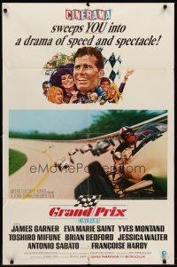6p382 GRAND PRIX style B Cinerama 1sh '67 Terpning art of Formula One race car driver James Garner!