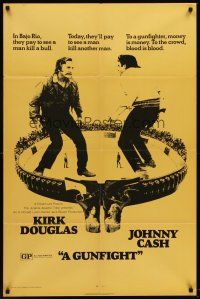 6p390 GUNFIGHT 1sh '71 people pay to see Kirk Douglas and Johnny Cash try to kill each other!