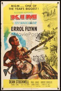 6p485 KIM 1sh '50 Errol Flynn & sexy Laurette Luez in mystic India, from Rudyard Kipling story!